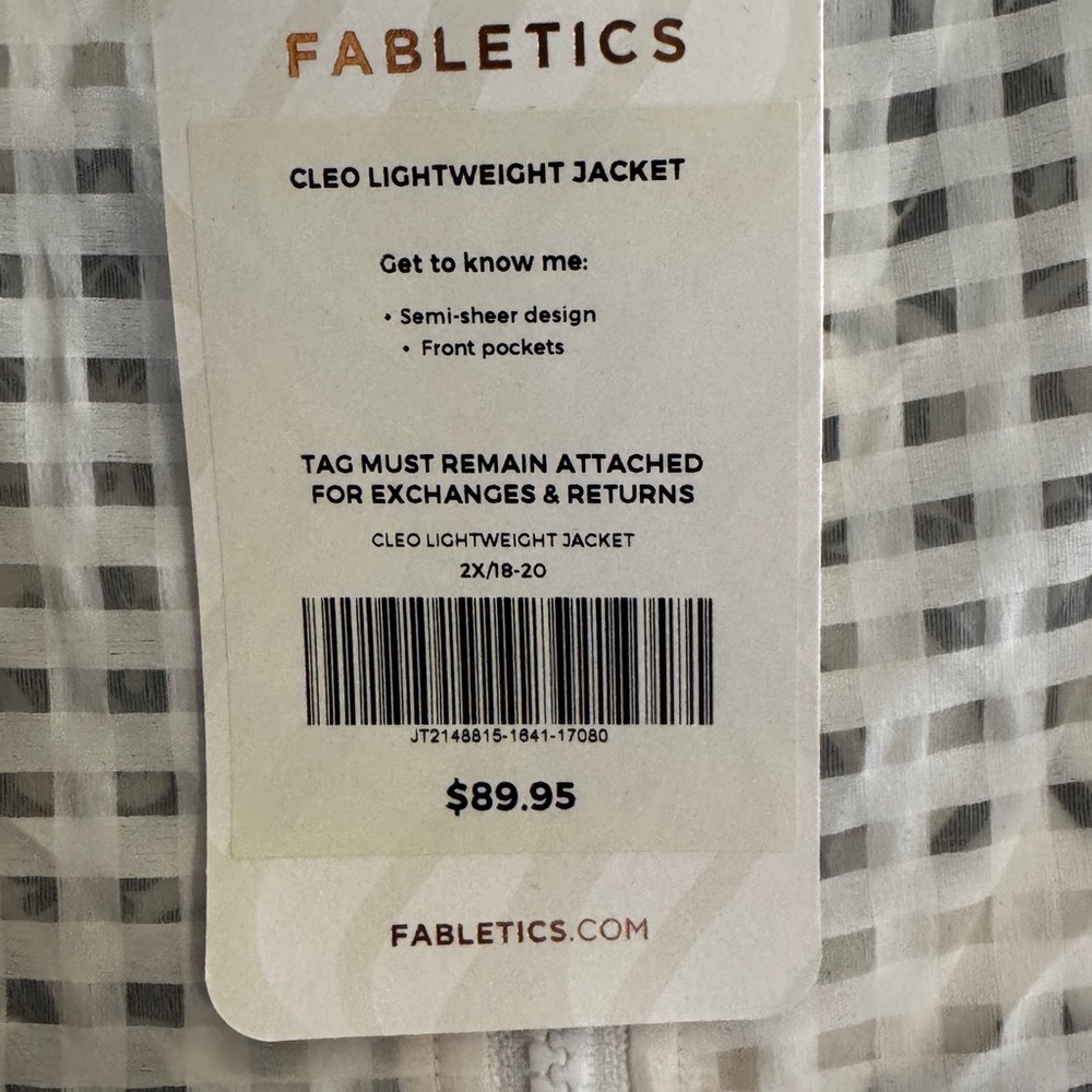 Fabletics White Cleo Mesh Lightweight Jacket NWT - image 4